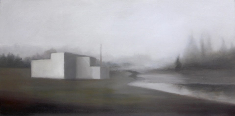 Paysage 226, 40x80 cm, huile sur bois